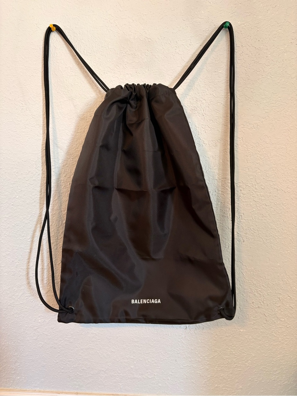 Balenciaga Black Drawstring Gym Sack Backpack